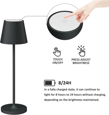 K-Bright Dimmbare LED Akku Tischleuchte Wiederaufladbar 3000K Anthrazit(2 Stück)
