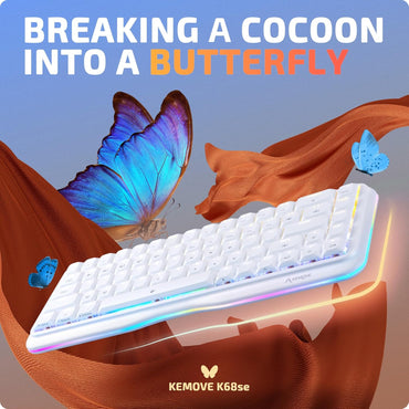 KEMOVE K68se Gaming Mechanische Tastatur mit Blue Clicky Switch Weiß