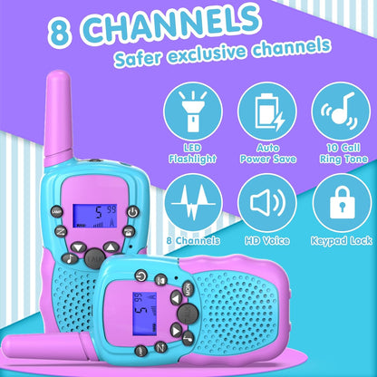 Kearui T-388 Walkie Talkies  3-12 Jahre  8 Kanal Funkgerät mit VOX Funktion LED-Taschenlampe  (Blau-Violett)