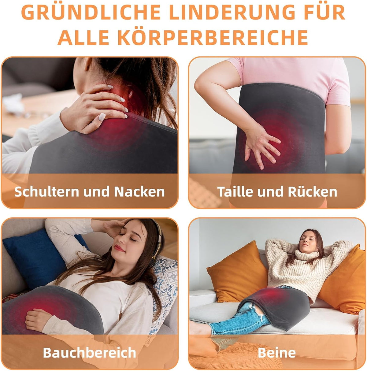 KDTI Heizkissen mit Abschaltautomatik, Allround Heizgürtel Elektrische Wärmekissen 6 Temp.