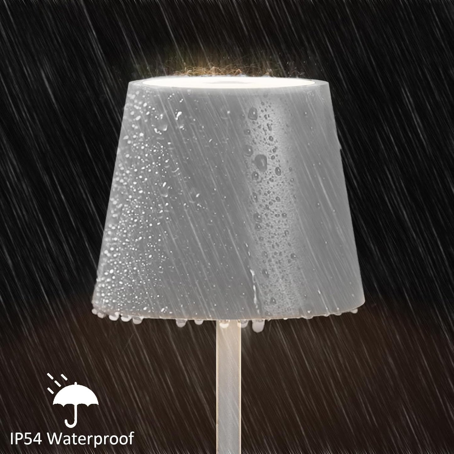 K-Bright 2 Stück LED Dimmbare Akku Tischlampe Kabellose 3000K/4000K/6000K Sandgrau