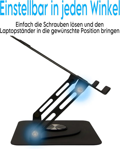 Laptopständer für Schreibtisch [360 Grad Drehbar] Höhenverstellbar (MacBook Pro/Air Laptops)  Weiß