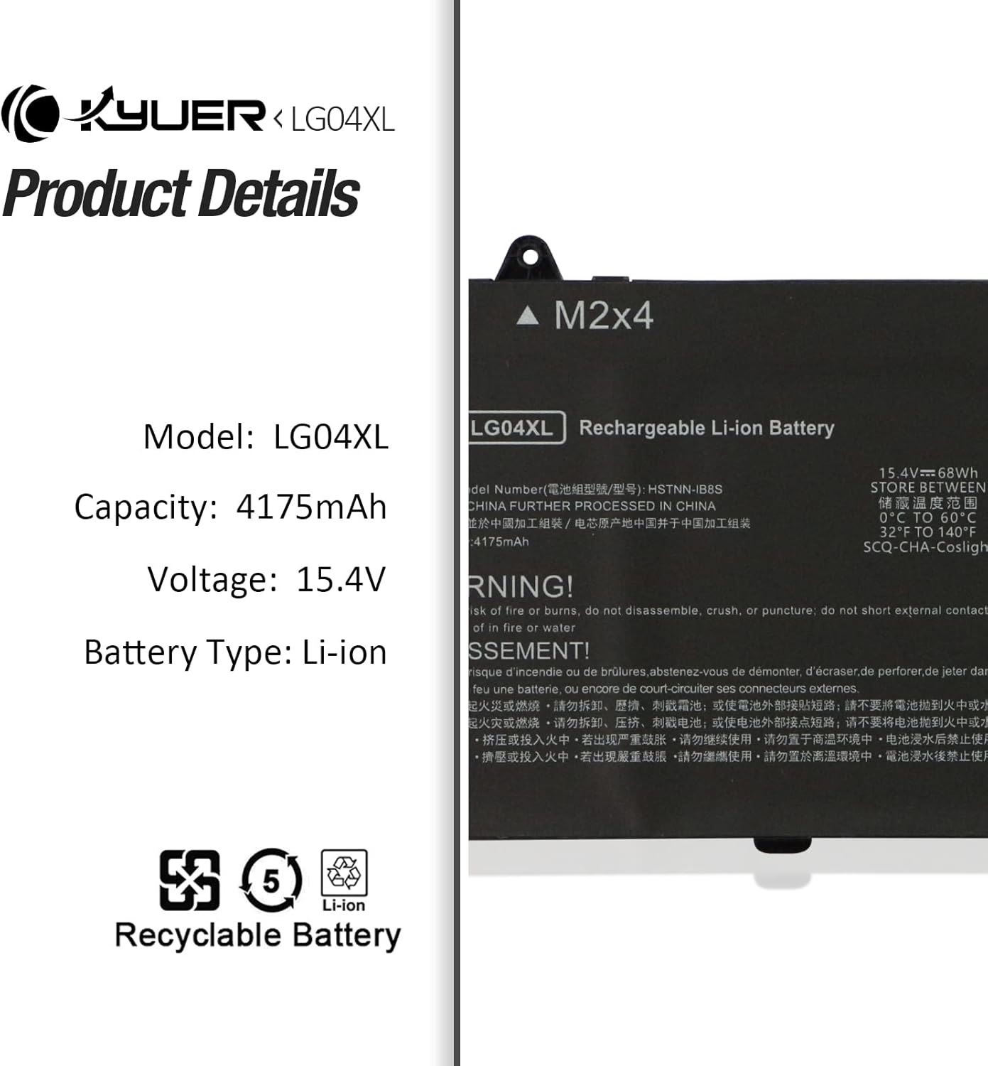 K KYUER 68Wh LG04XL HSTNN-IB8S L32535-1C1 L32654-005 Laptop Akku für HP Pavilion