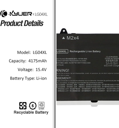 K KYUER 68Wh LG04XL HSTNN-IB8S L32535-1C1 L32654-005 Laptop Akku für HP Pavilion