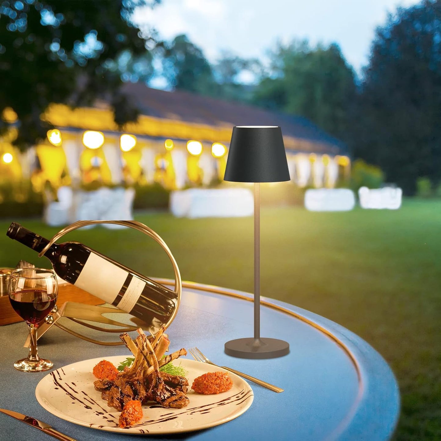 K-Bright Dimmbare LED Akku Tischleuchte Wiederaufladbar 3000K Anthrazit(2 Stück)