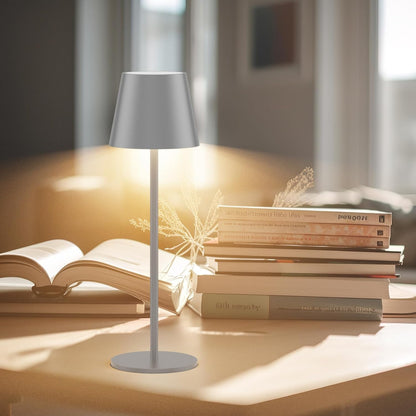 K-Bright 2 Stück LED Dimmbare Akku Tischlampe Kabellose 3000K/4000K/6000K Sandgrau