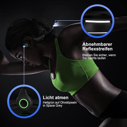 Kuggini Knochenschall Kopfhörer, Open Ear Kopfhörer mit Mikrofon, Bone Conduction Kopfhörer Bluetooth 5.2, IP67 Wasserdicht, Ultra leichte Sport Kopfhörer, zum Radfahren, für Training, Laufen