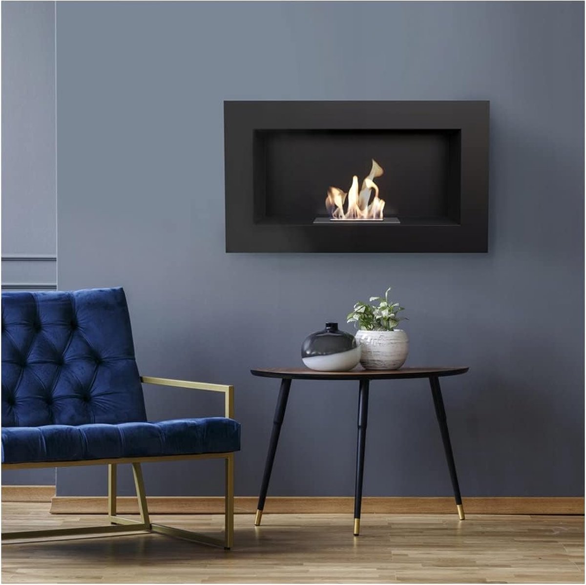 Alfra Ethanol-Wandkamin, Biokamin 400 x 550 mm, 0,2 L Behälter, Schwarz, ohne Verglasung, Ideal für Zuhause, Wohnzimmer oder Schlafzimmer