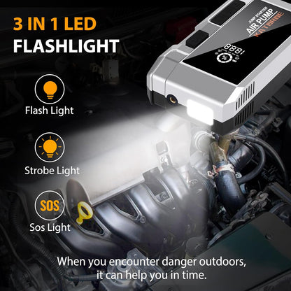 Katoroe Auto-Starthilfe 12V mit Luftkompressor, 4000 A Autobatterie-Starthilfe tragbar (10 l Benzin/8 l Diesel)