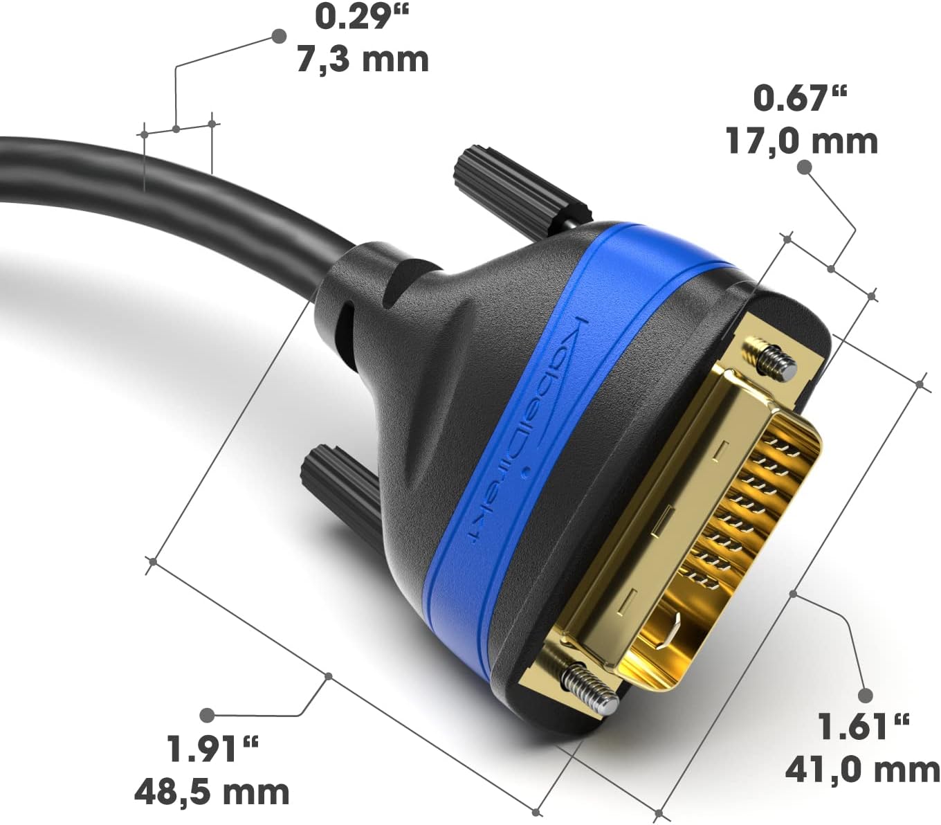 KabelDirekt Dual Link DVI Kabel  mit Ferritkern 10m 2560×1600 bei 60Hz Full HD/1080p