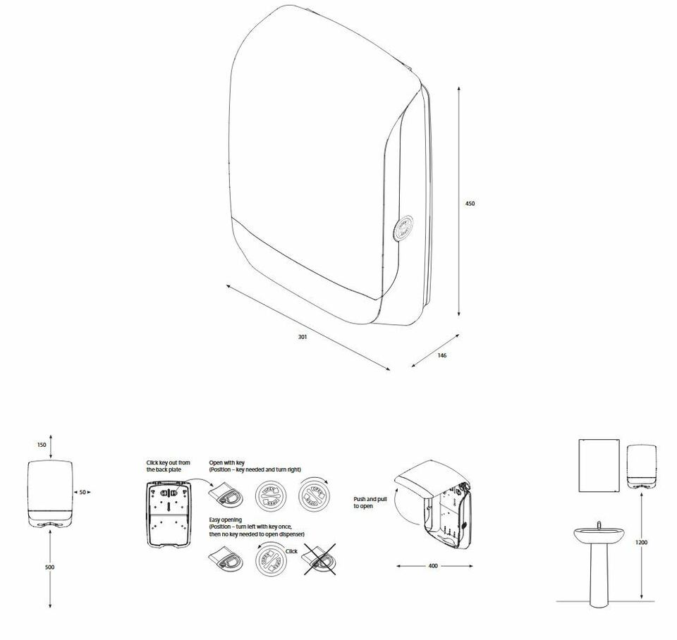 Katrin 90168 Distributeur de papier inclus, moyen, blanc