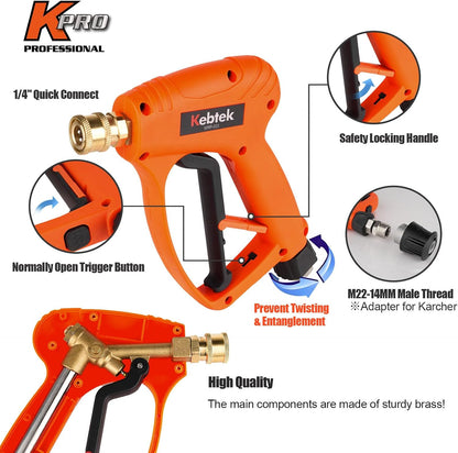 Kebtek Hochdruckreiniger Pistole 5200PSI mit Schaumkanone Kompatibel mit Kärcher K2-K7
