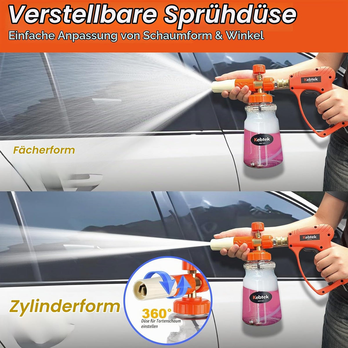 Kebtek Hochdruckreiniger Pistole 5200PSI mit Schaumkanone Kompatibel mit Kärcher K2-K7