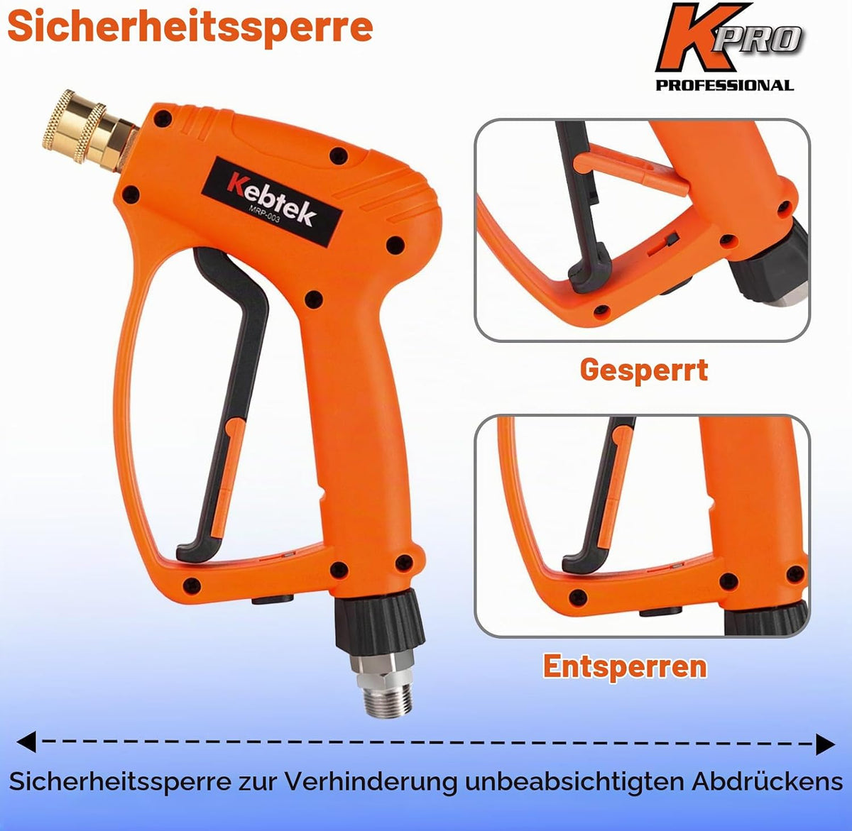 Kebtek Hochdruckreiniger Pistole 5200PSI mit Schaumkanone Kompatibel mit Kärcher K2-K7