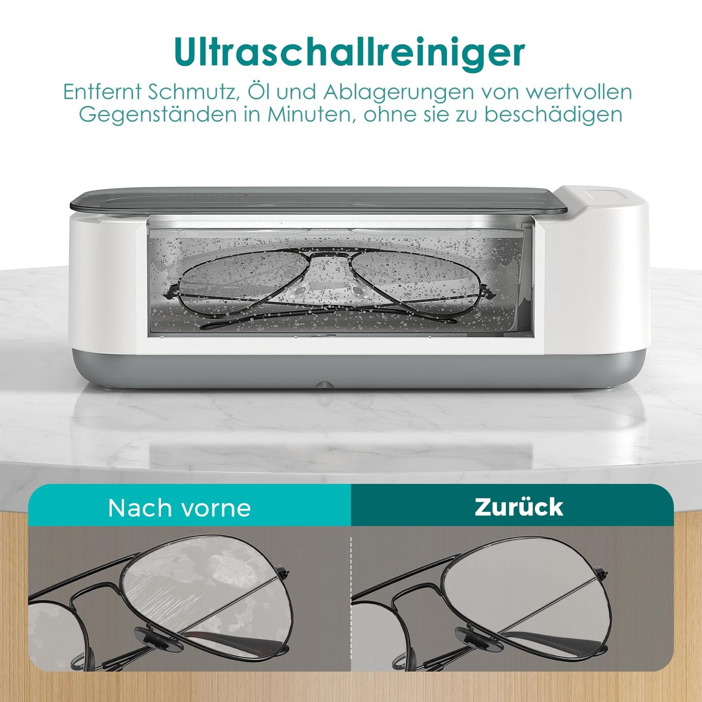 KECOOLKE Ultraschallreinigungsgerät Ultraschallreiniger 400ml Sonic Cleaner
