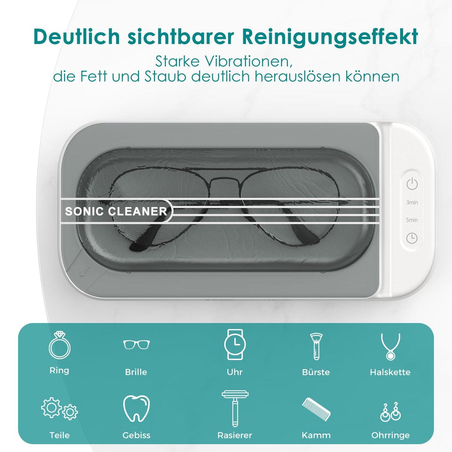 KECOOLKE Ultraschallreinigungsgerät Ultraschallreiniger 400ml Sonic Cleaner