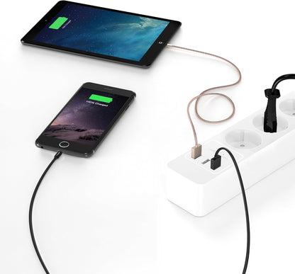KabelDirekt Prises 5 prises avec protection contre les surtensions Station de charge USB 3 prises (max. 4000 W/250 V/16 A avec protection haute tension, blanc)