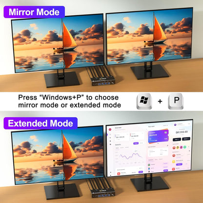 KCEVE USB 3.0 KVM Switch 3 PC 2 Monitore Displayport, KVM Switch 4K@144Hz 8K@30Hz, KVM Switch Dual Monitor Displayport 1.4, KVM Switches 2 Monitore für 3 PC und Maus Tastatur