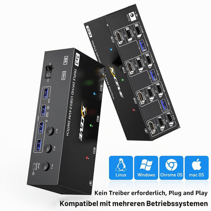 KCEVE HDMI + DisplayPort USB 3.0  KVM Switch 3 Computer 3 Monitore
