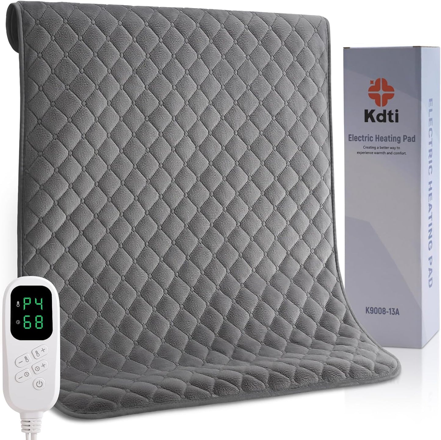 KDTI Elektrisches Heizkissen, 60 x 80 cm mit automatischer Abschaltung und 6 temp grau