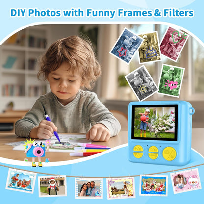 Kinderkamera mit Sofortdruck, 2,4 Zoll 1080P HD-Digitalkamera mit Druckpapier und 32-GB-Karte,