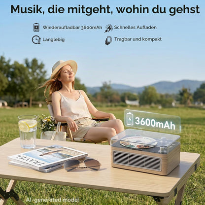 Radio mit CD Player Tragbar mit Bluetooth Retro-Design mit Lautsprecher, Fernbedienung
