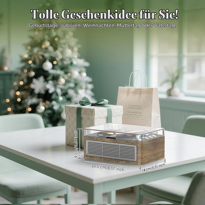 Radio mit CD Player Tragbar mit Bluetooth Retro-Design mit Lautsprecher, Fernbedienung