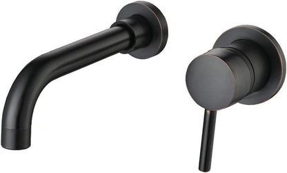 Kelelife Einhandmischer Wasserhahn Wand Waschtischarmaturen für Bad (Schwarz)