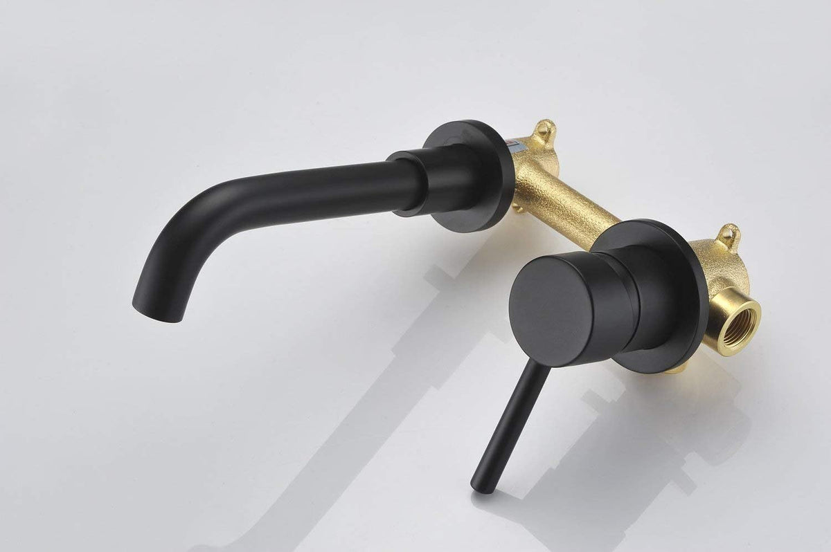 Kelelife Einhandmischer Wasserhahn Wand Waschtischarmaturen für Bad (Schwarz)