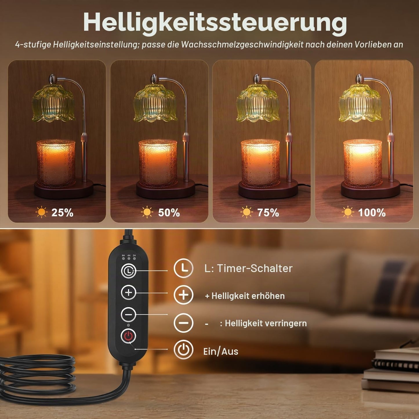 Kerzenwärmer Lampe mit Timer & Dimmer Elektrischer Wachsschmelzer