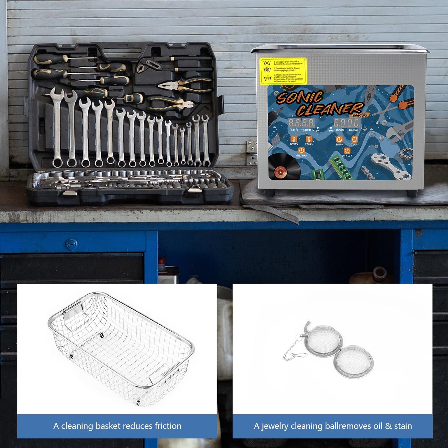 KECOOLKE 3L Ultraschallreiniger 120W Leistung 150W Heizung Zeiteinstellung Edelstahl