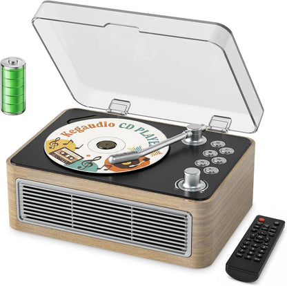 Radio mit CD Player Tragbar mit Bluetooth Retro-Design mit Lautsprecher, Fernbedienung