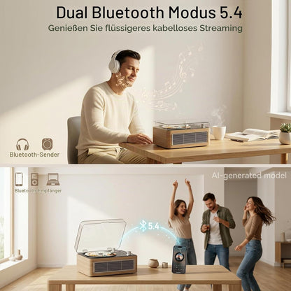 Radio mit CD Player Tragbar mit Bluetooth Retro-Design mit Lautsprecher, Fernbedienung