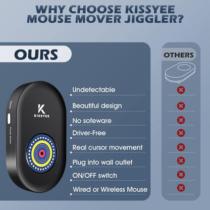 KissYee Maus-Mover-Gerät, Maus-Jiggler, nicht erkennbar, automatisch, mit Ein-/Aus-Schalter und USB-Anschluss,