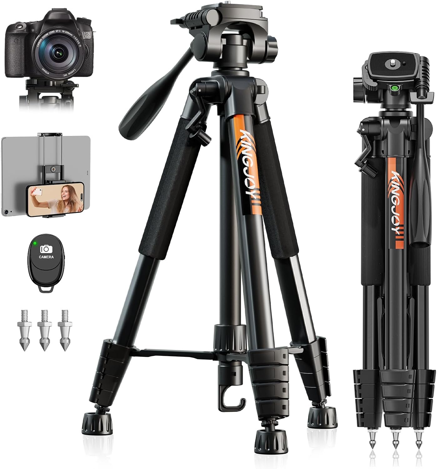 KINGJOY Kamera Stativ 185cm mit Bluetooth Fernbedienung Handyhalterung