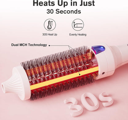 K&K 3,8 cm Keramik-Turmalin-Ionen-Lockenbürste Volumizer Anti-Frizz-Tech. Rosa