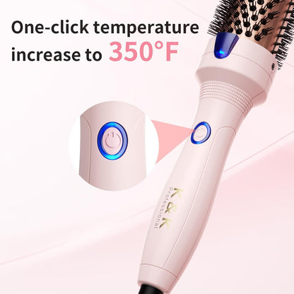 K&K 3,8 cm Keramik-Turmalin-Ionen-Lockenbürste Volumizer Anti-Frizz-Tech. Rosa