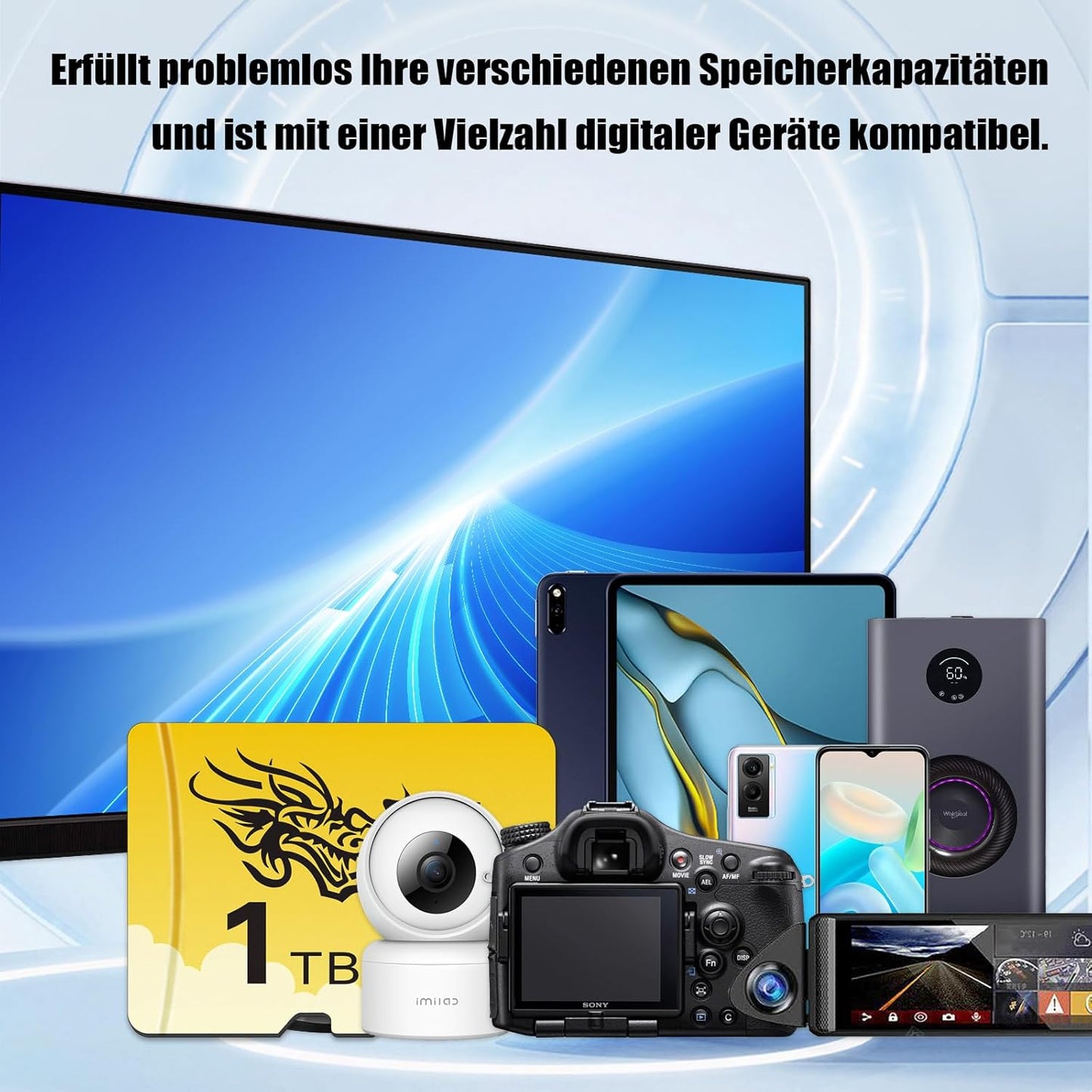 KIKNIN Carte Micro SD 1 To Carte mémoire Mini SD 1 To UHS-I, Classe 10, U1, A1Entwickelt