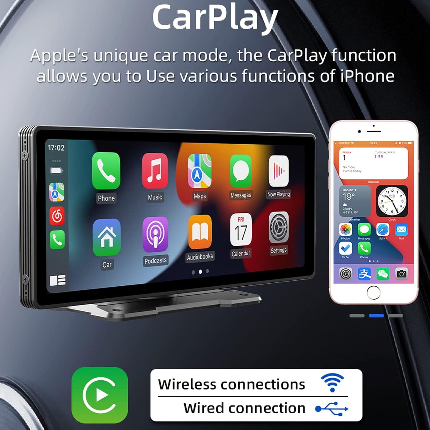 Kmutzy Autoradio Touchscreen mit Apple CarPlay und Android Auto, 9-Zoll-HD-Monitor