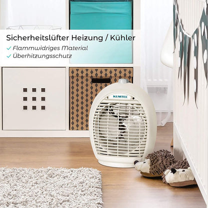 KUMTEL Heizlüfter 2000 W mit drei Leistungsstufen Turbo-Heizlüfter,Kaltstufe, beige