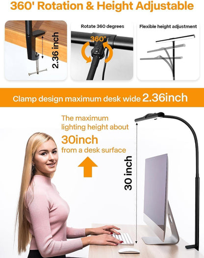 Kimimara Schreibtischlampe LED Dimmbar Klemmleuchte 5 Farb 5 Helligkeitsstufen