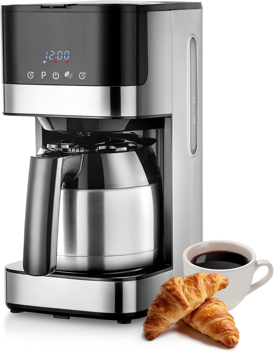 KEINVE Filterkaffeemaschine mit Thermokaraffe, Edelstahl mit timer,900W, Warmhalteplatte