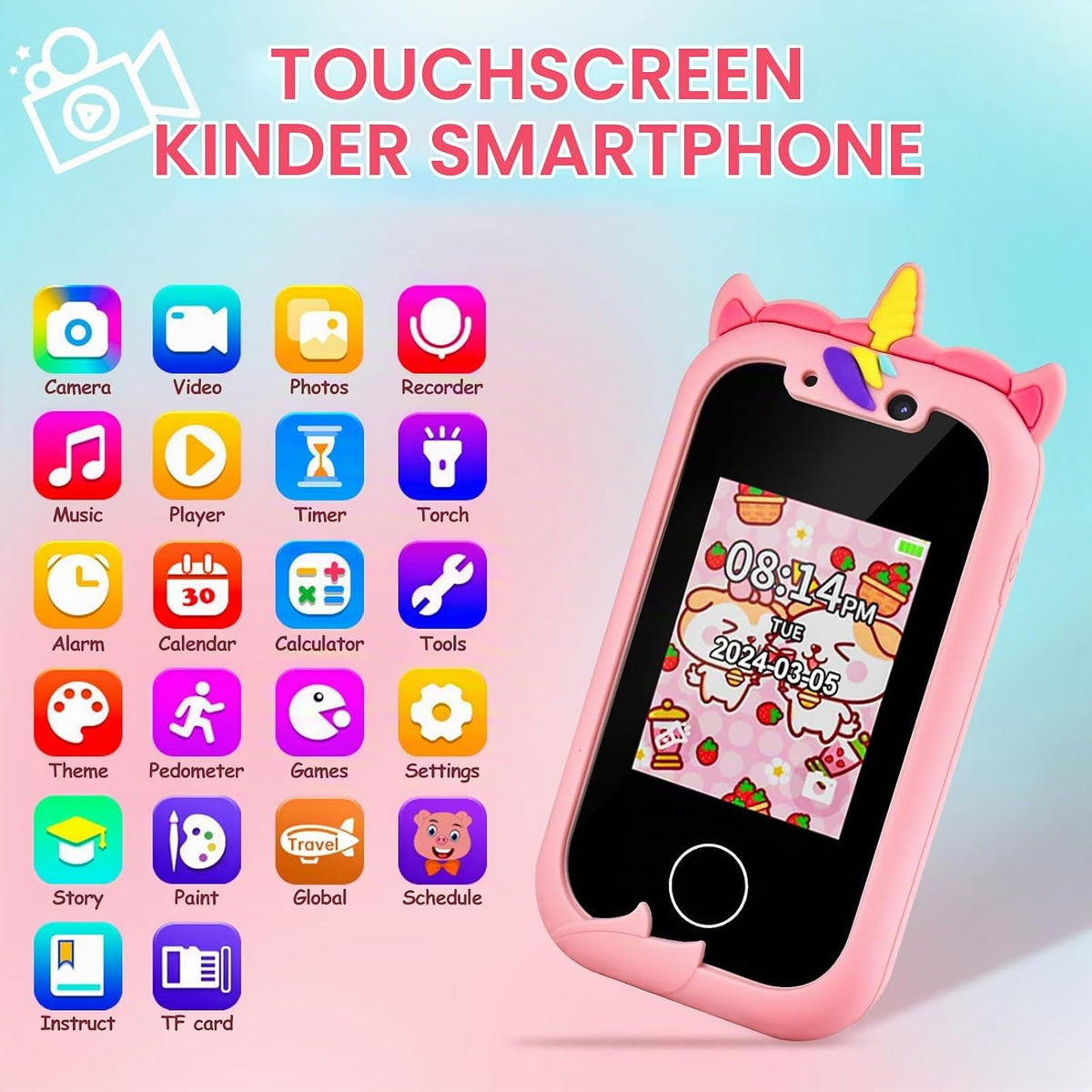Kinder Handy  Spielzeug Smartphone Kinder Telefon Spielzeug Rosa
