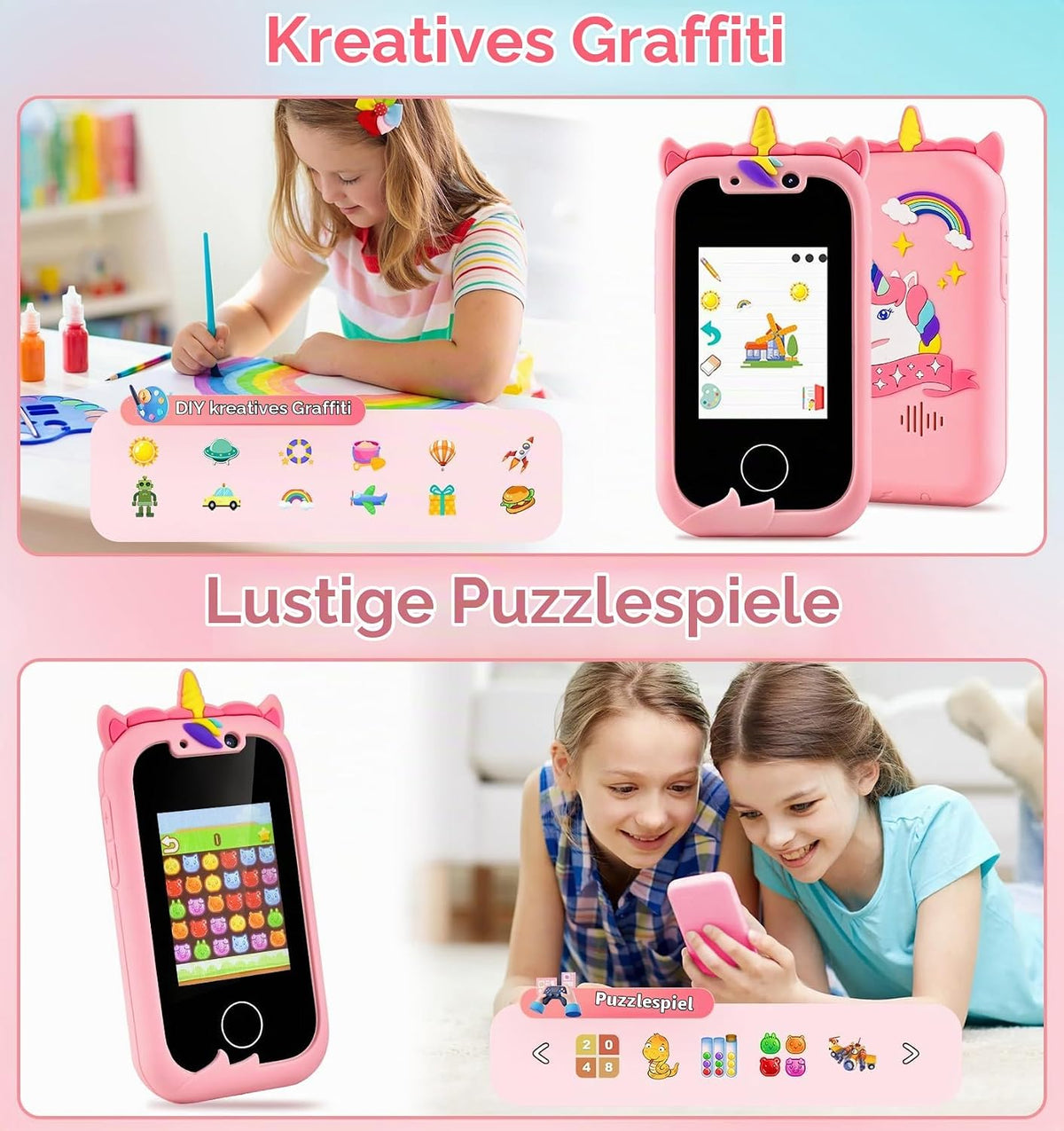 Kinder Handy  Spielzeug Smartphone Kinder Telefon Spielzeug Rosa