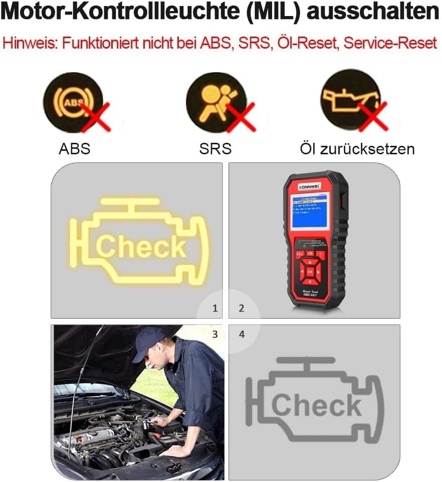Outil de diagnostic automatique KONNWEI KW850 OBDII Scanner, lecteur de codes de voyant moteur