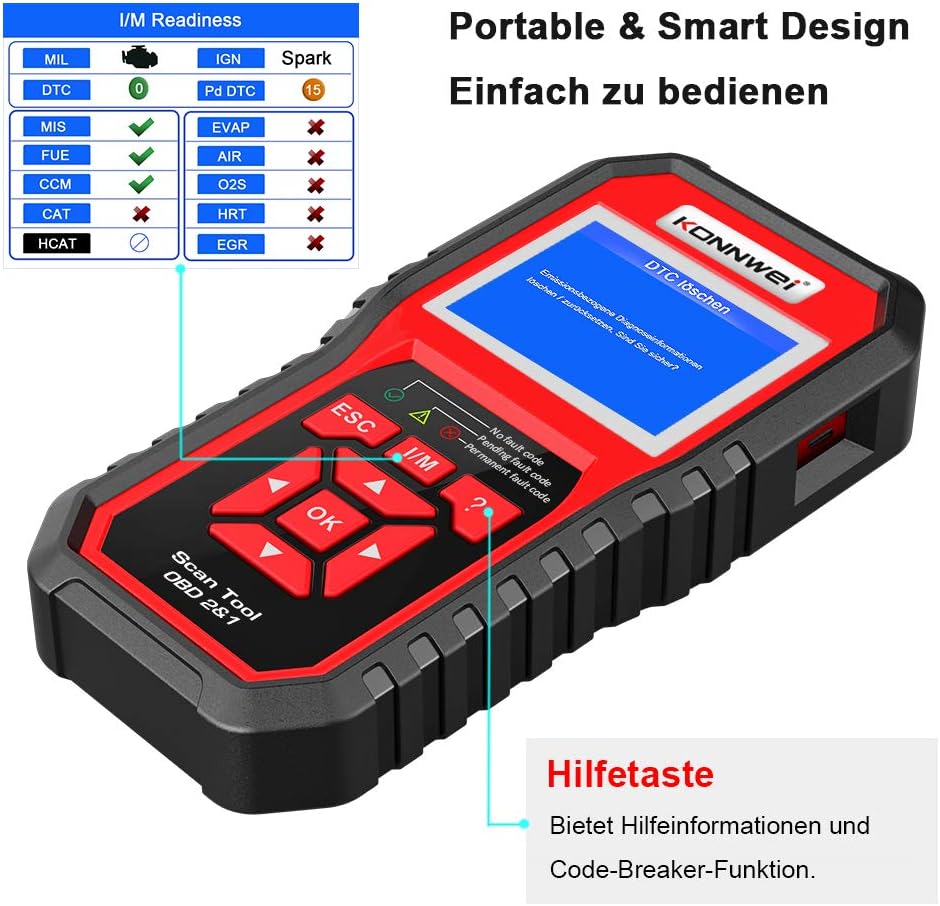 Outil de diagnostic automatique KONNWEI KW850 OBDII Scanner, lecteur de codes de voyant moteur
