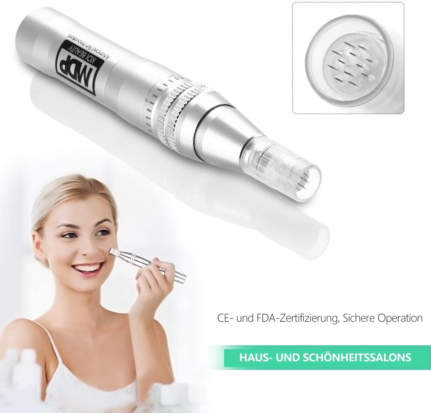 Koi Beauty Elektrischer Derma-Pen,  Microneedling Pen, professioneller Stift, 0,25–2,5 mm