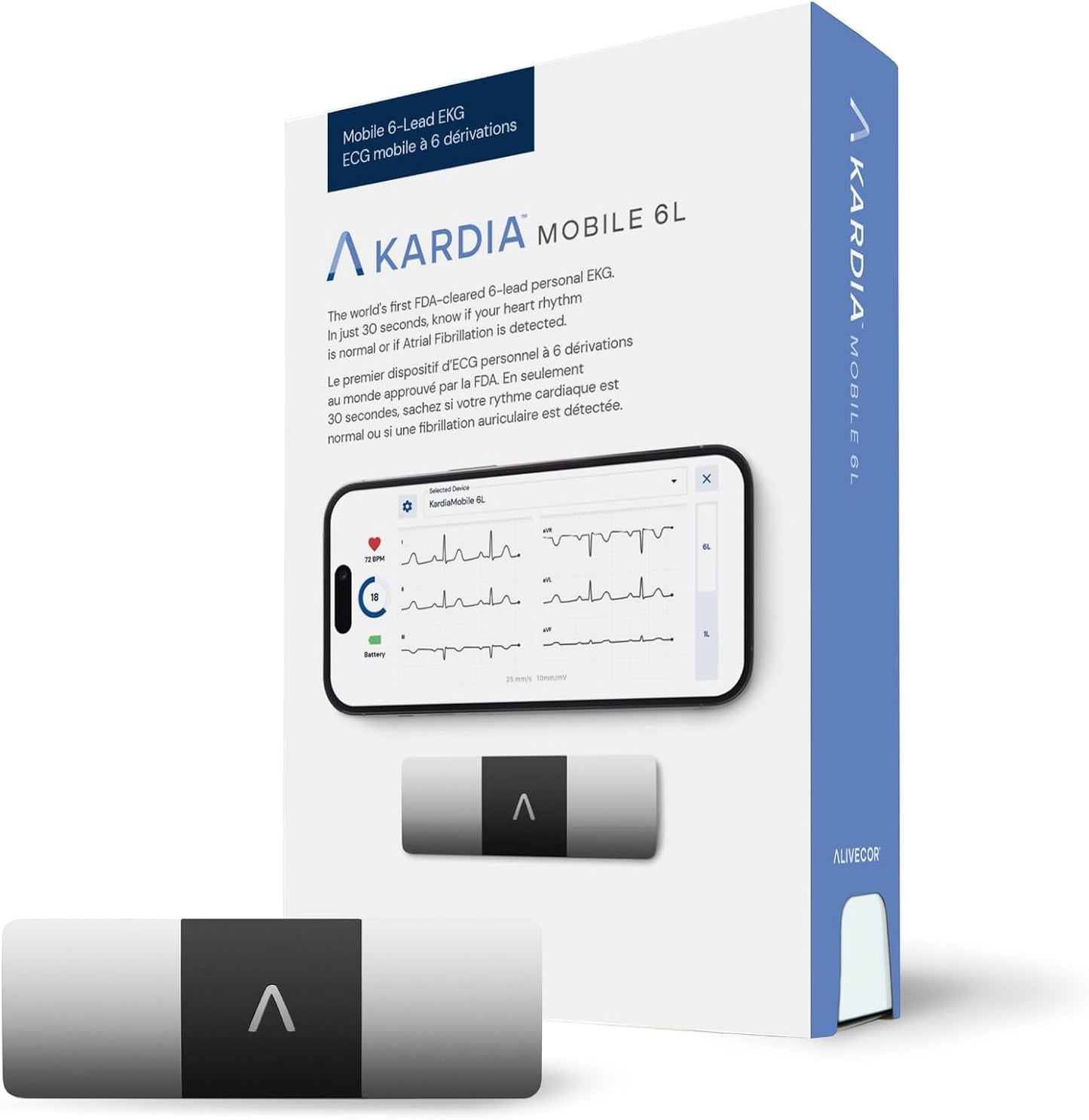 AliveCor KardiaMobile 6L Max EKG-Monitor,FDA-zugelassener Herzmonitor