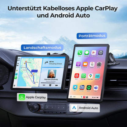 Krunia 8'' Tragbares Carplay Display für Apple CarPlay & Android Auto, Rückfahrkamera 1440x900 HD