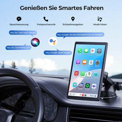 Krunia 8'' Tragbares Carplay Display für Apple CarPlay & Android Auto, Rückfahrkamera 1440x900 HD